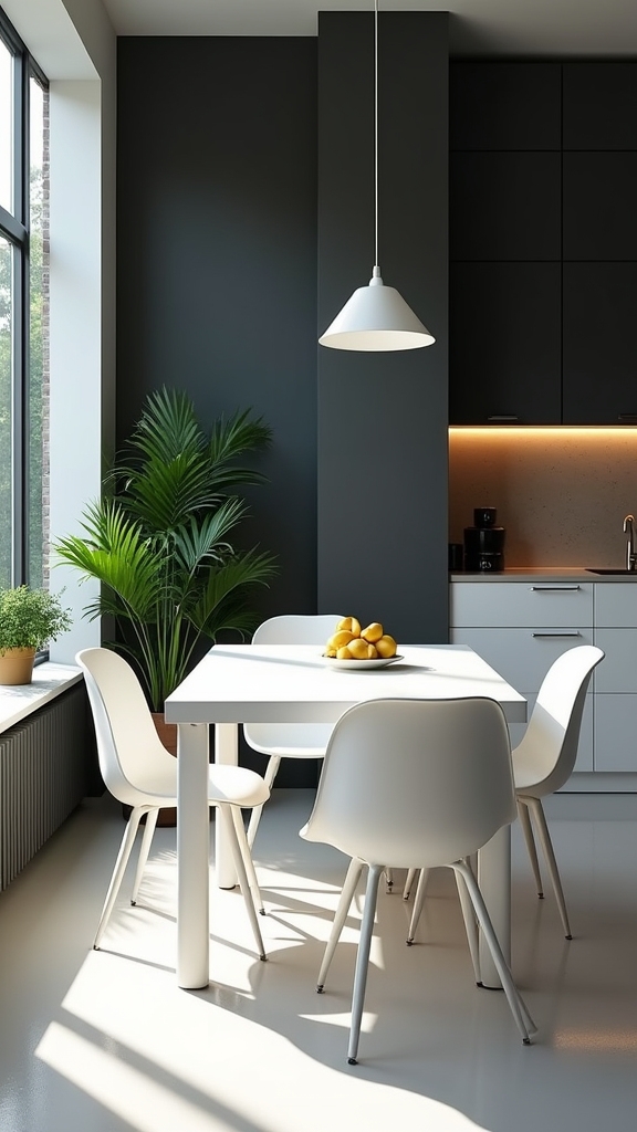 white furniture dark walls
