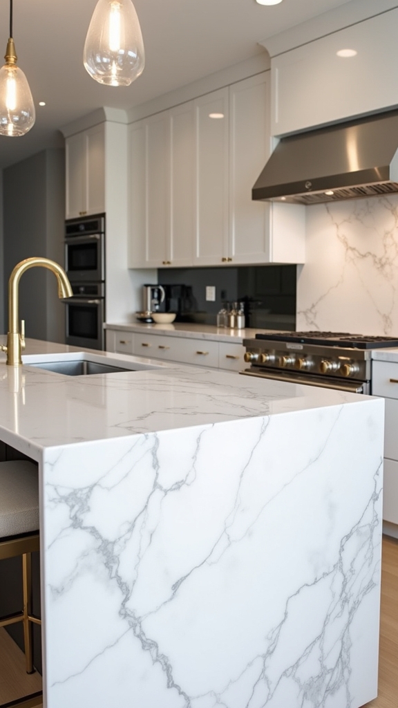 white marble island elegance