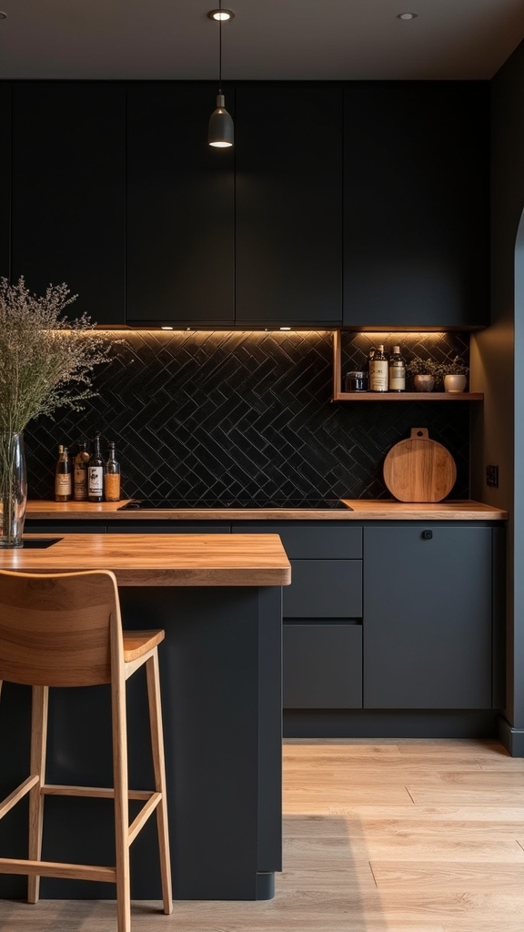 wood and black contrast