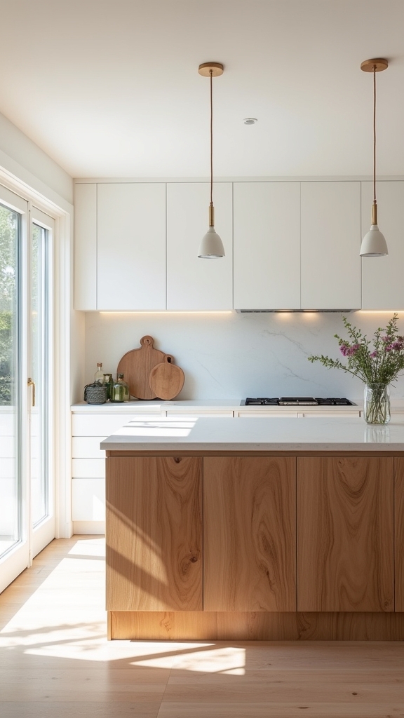 wood island adds contrast