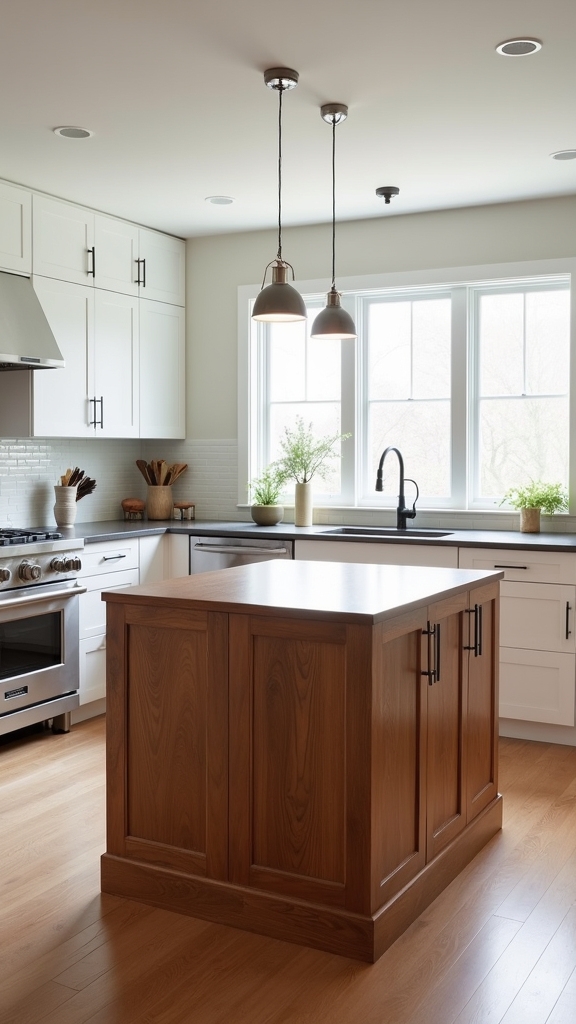 wood island white cabinetry