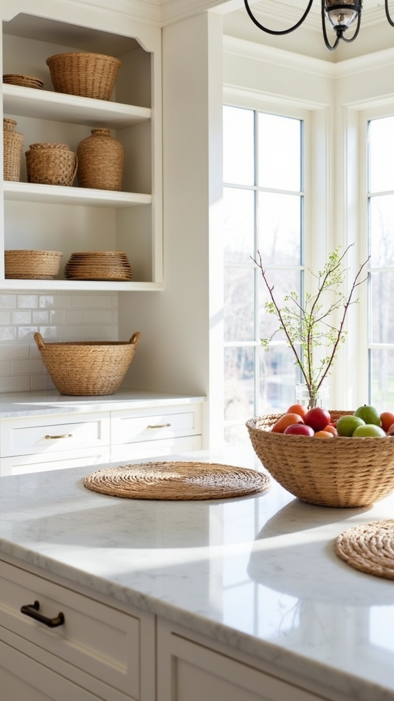 woven accents enhance kitchens