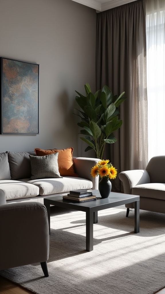 yellow accents brighten grey