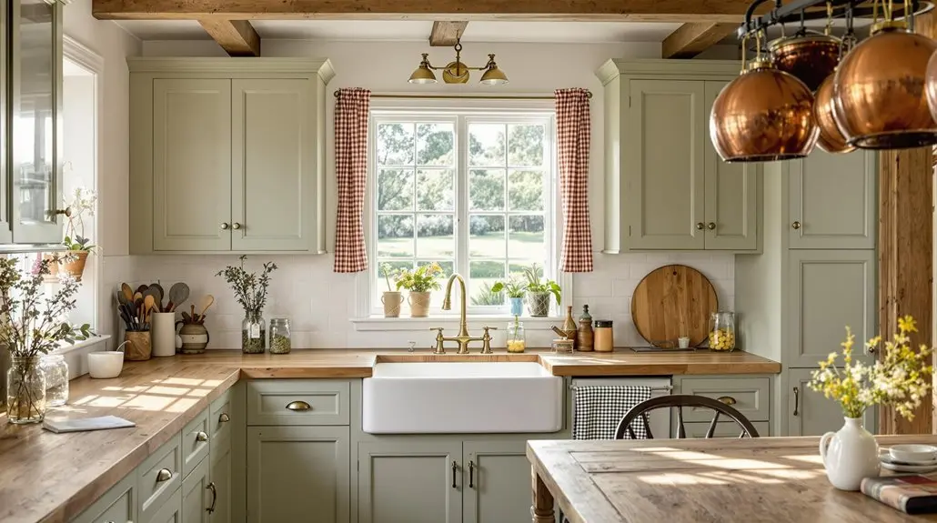 cozy farmhouse green kitchens