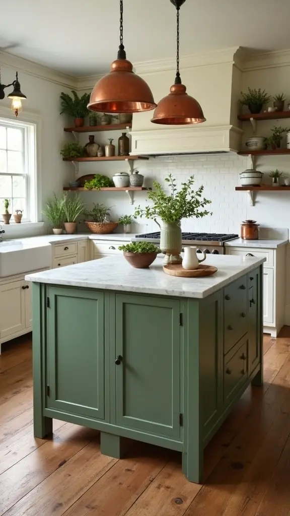 dynamic green kitchen focal point