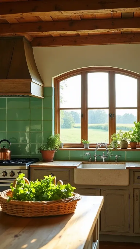 refreshing green tile backsplash