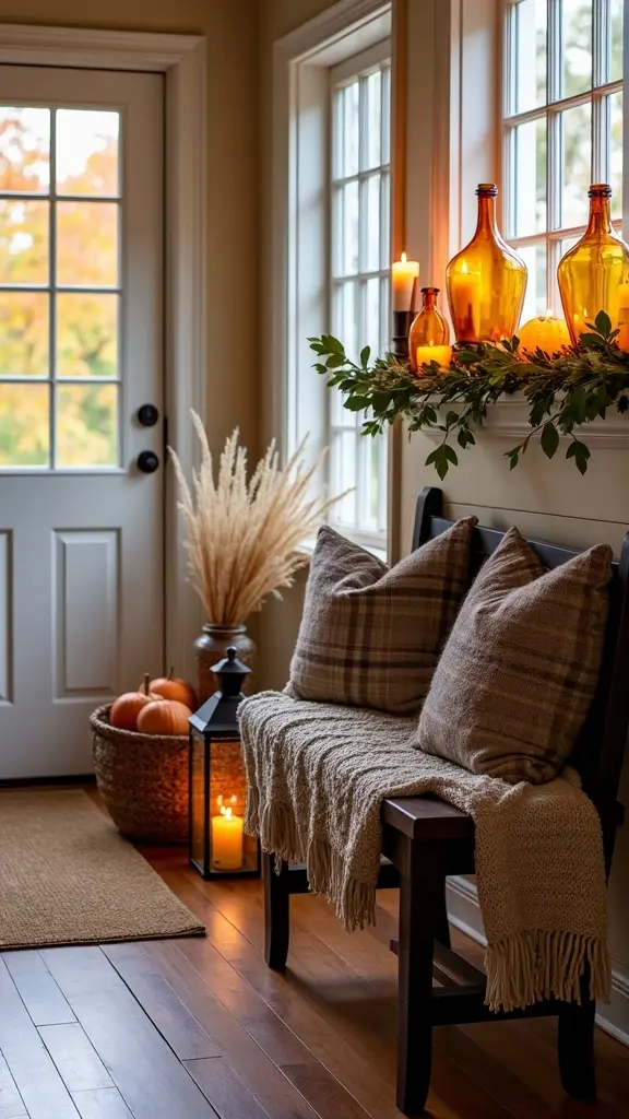 autumn themed entryway styling