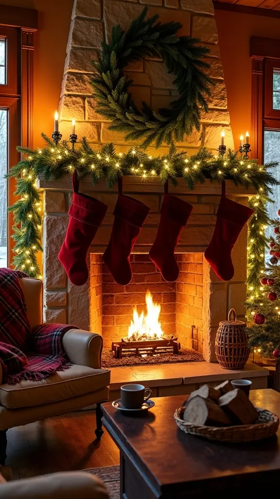 cozy fireplace holiday ambiance