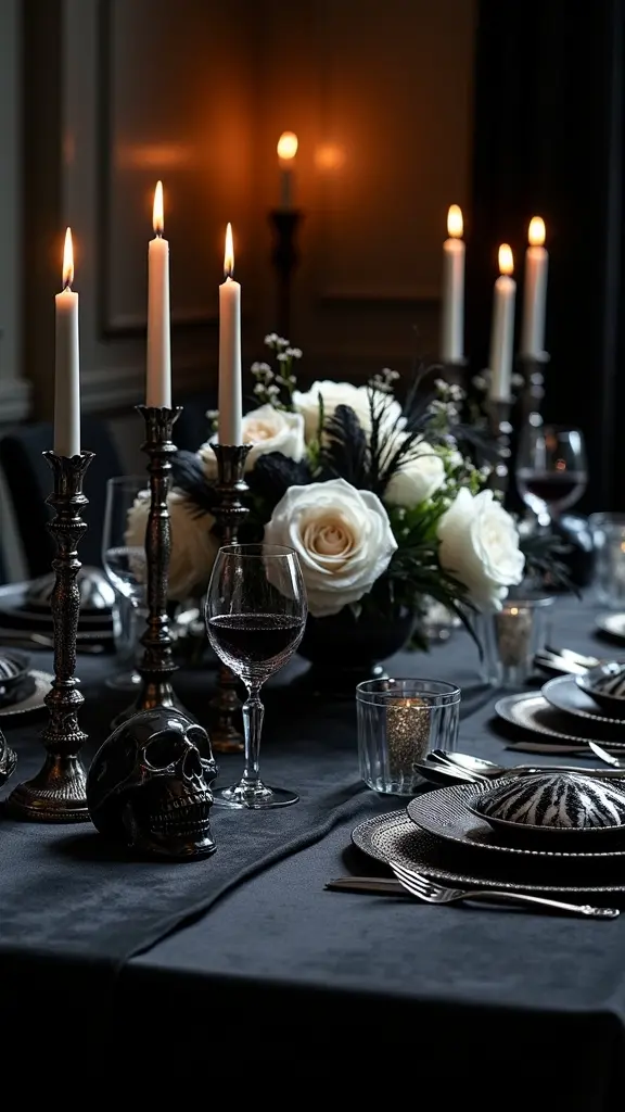 gothic candlelight halloween tablescape